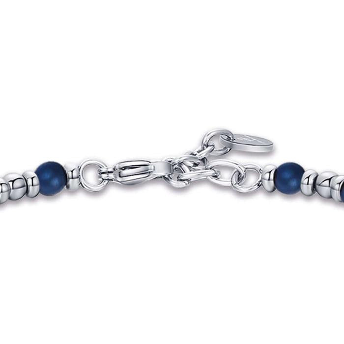 Bracelet en acier avec ancre et hématite bleue