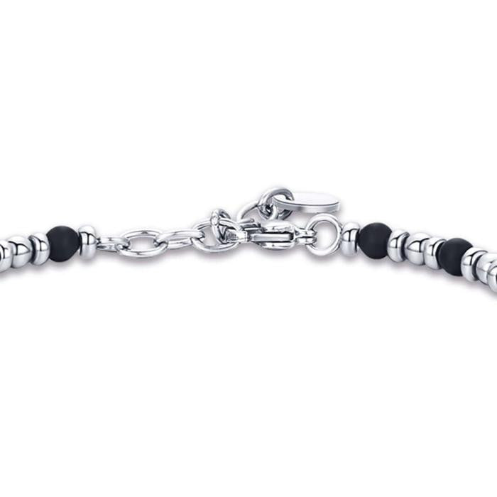 Steel Bracelet With Infinity And Black Agate