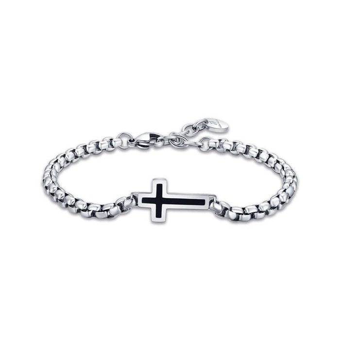 Bracciale in acciaio con croce ip nero