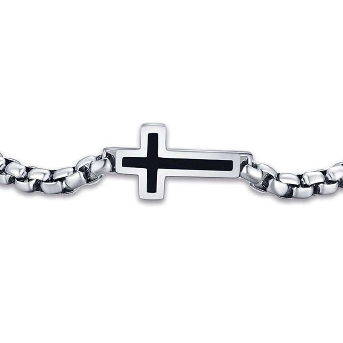 Bracciale in acciaio con croce ip nero