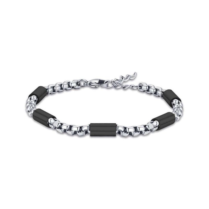 Bracciale in acciaio con elementi ip nero