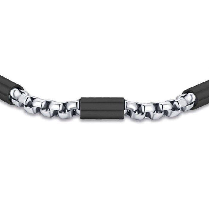 Bracciale in acciaio con elementi ip nero