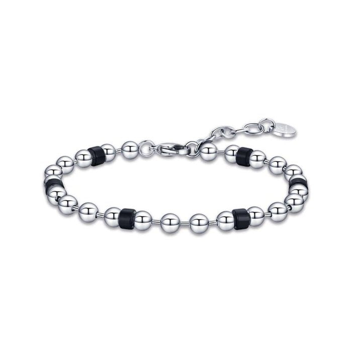 Bracciale in acciaio con elementi neri