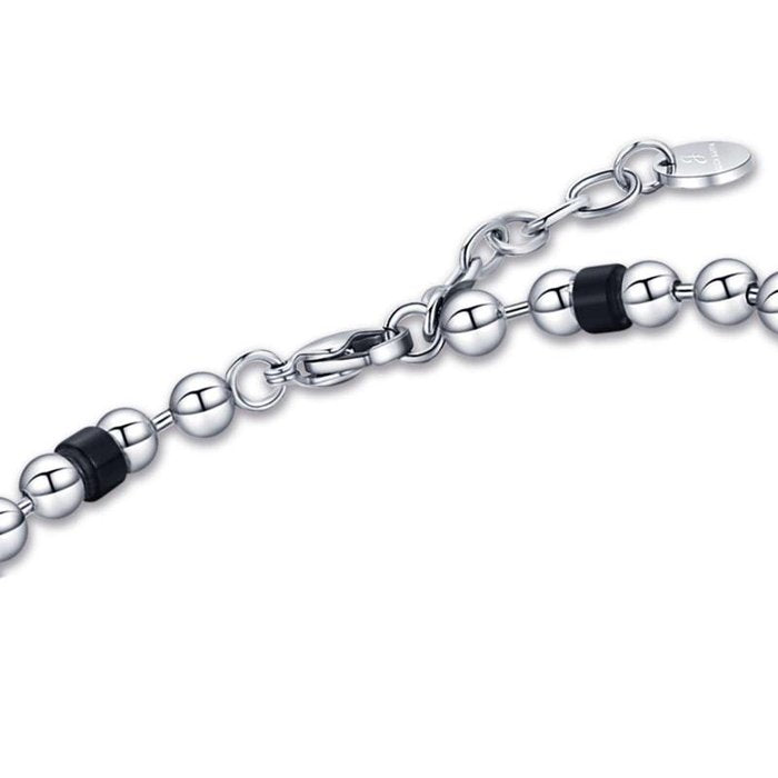 Bracciale in acciaio con elementi neri