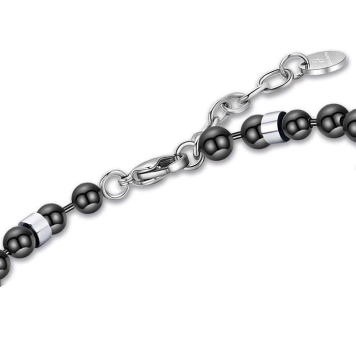 Bracciale in acciaio ip nero con elementi in acciaio