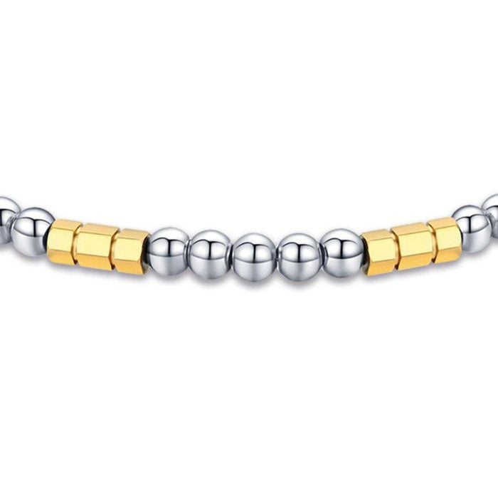 Bracciale in acciaio con pietre acciaio ed elementi in acciaio ip gold