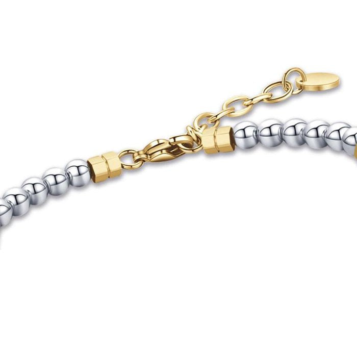 Bracciale in acciaio con pietre acciaio ed elementi in acciaio ip gold