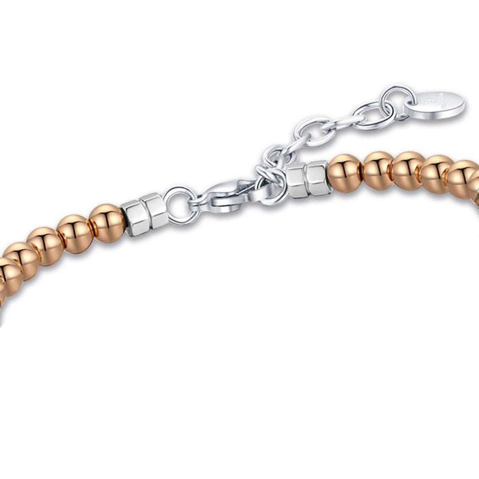 Bracciale in acciaio con pietre acciaio ip rose ed elementi in acciaio