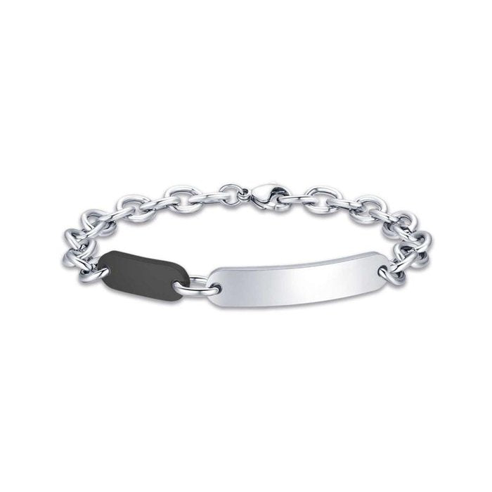 Bracciale in acciaio con elemento in acciaio ip nero
