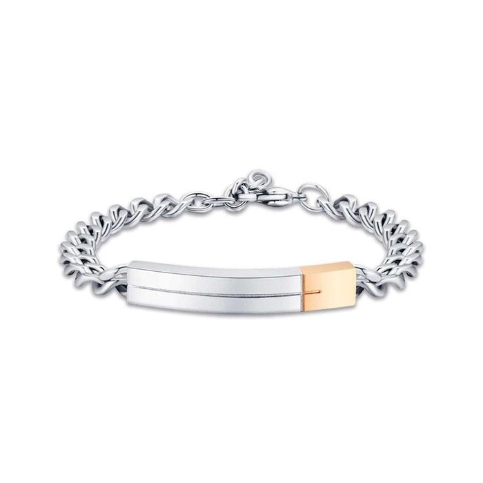 Bracciale in acciaio con elemento in acciaio ip rose