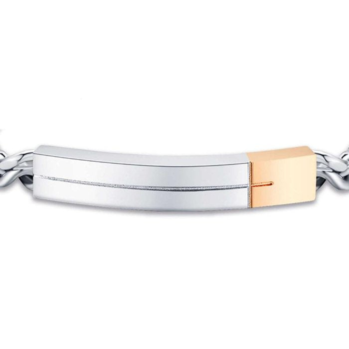 Bracciale in acciaio con elemento in acciaio ip rose