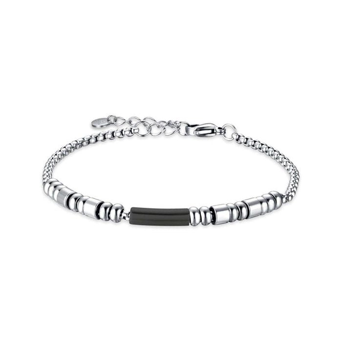 Bracciale in acciaio con elemento ip nero