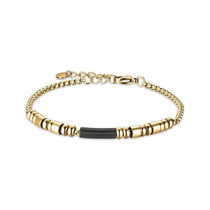 Bracciale in acciaio ip gold con elemento ip nero