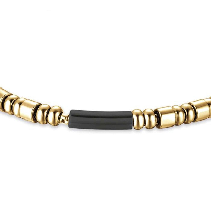 Bracciale in acciaio ip gold con elemento ip nero