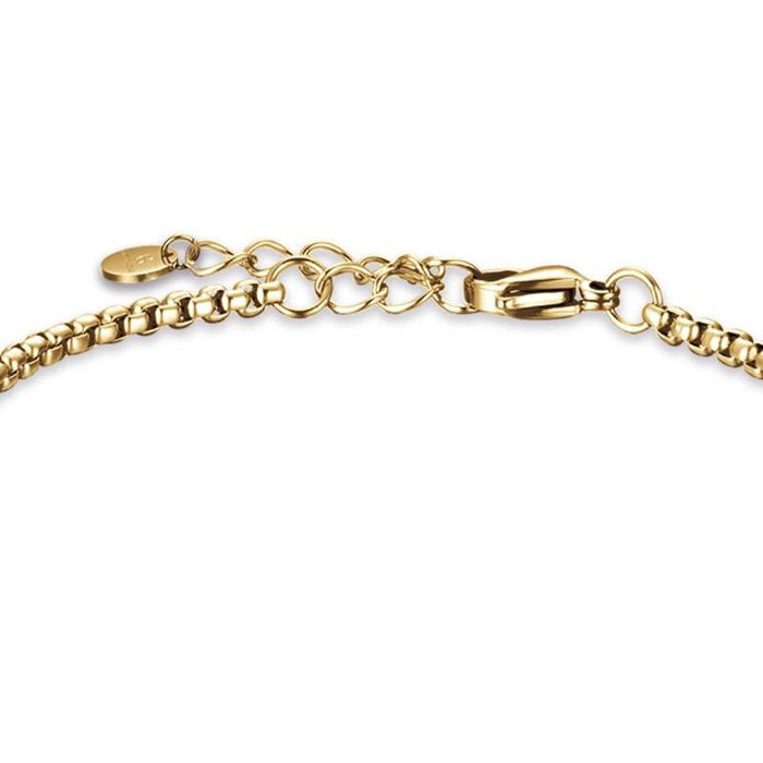 Bracciale in acciaio ip gold con elemento ip nero