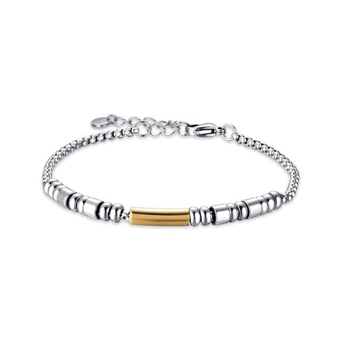 Bracciale in acciaio con elemento ip gold