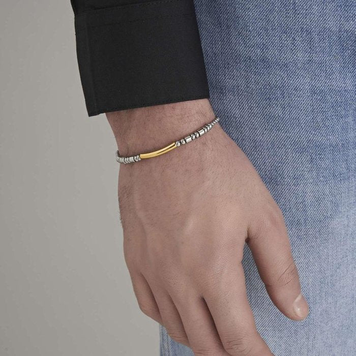 Bracciale in acciaio con elemento ip gold