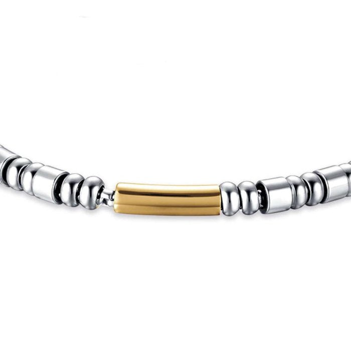 Bracciale in acciaio con elemento ip gold