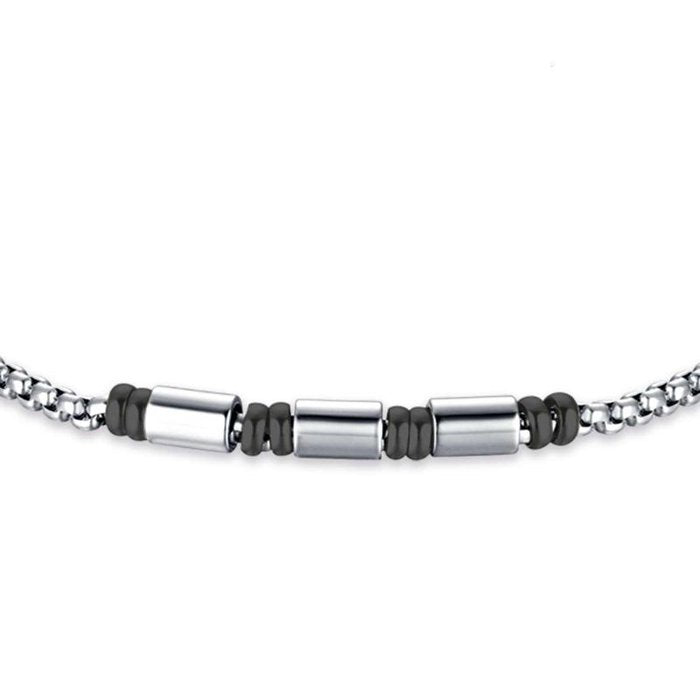 Bracciale in acciaio con elementi ip nero