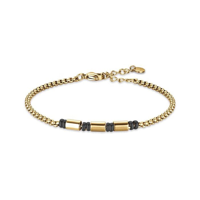 Bracciale in acciaio ip gold con elementi ip nero