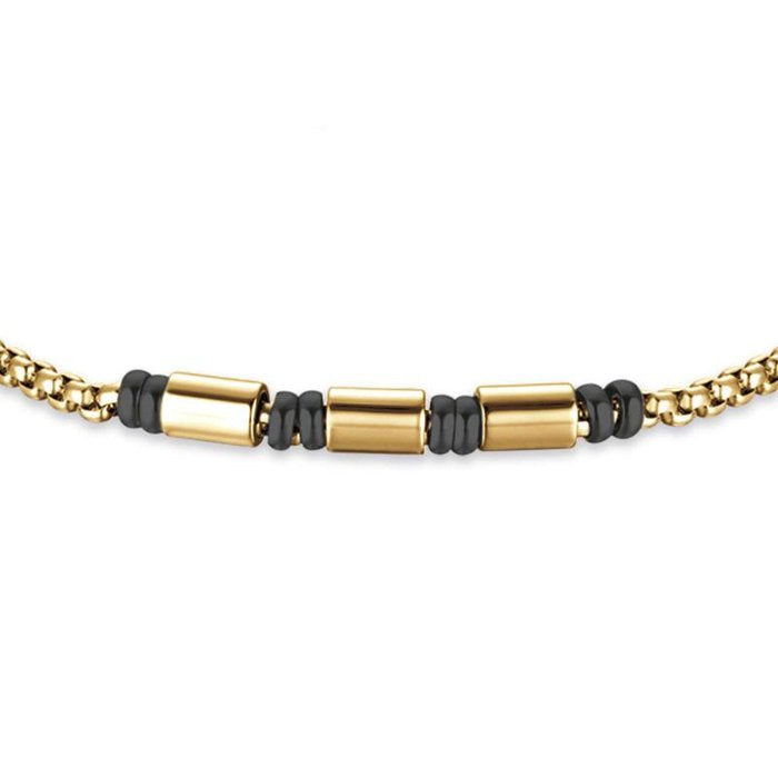 Bracciale in acciaio ip gold con elementi ip nero