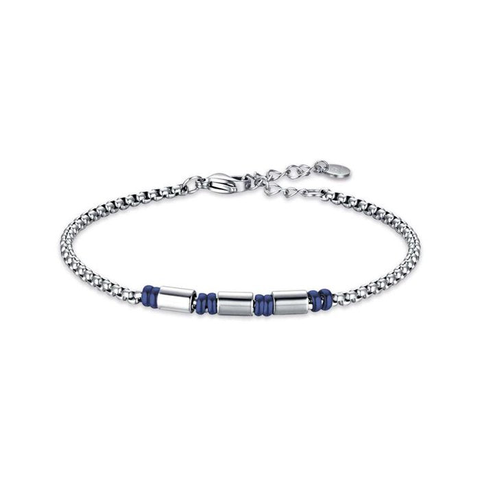 Bracciale in acciaio con elementi ip blu