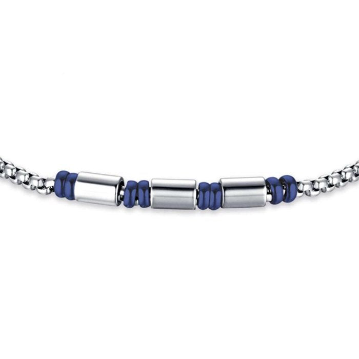 Bracciale in acciaio con elementi ip blu