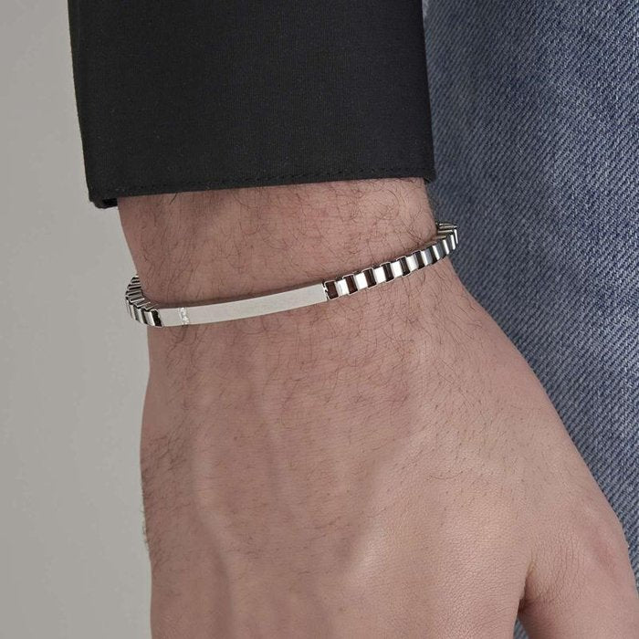 Bracciale in acciaio con cristalli bianchi