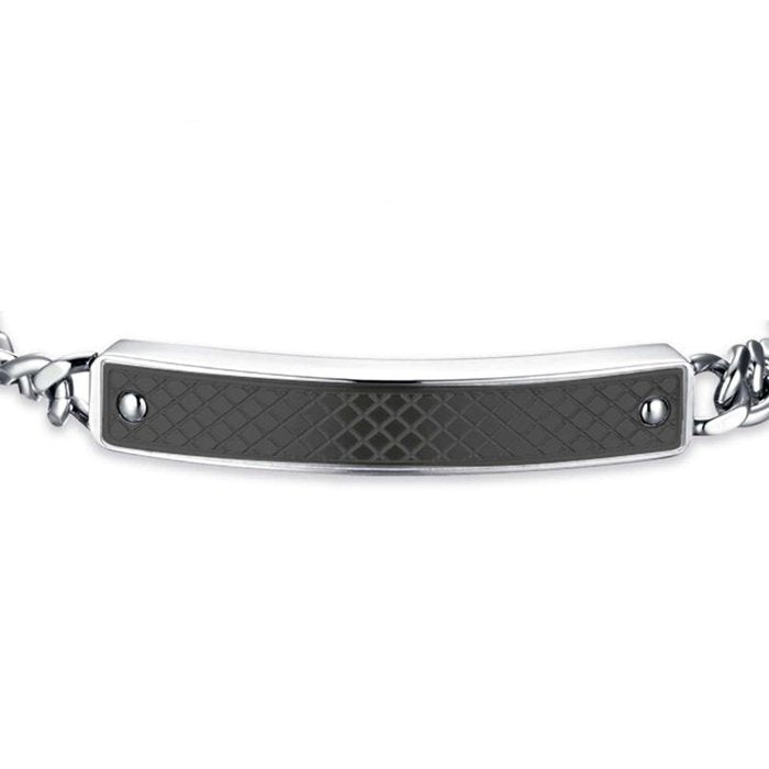 Bracciale in acciaio con piastra ip nero