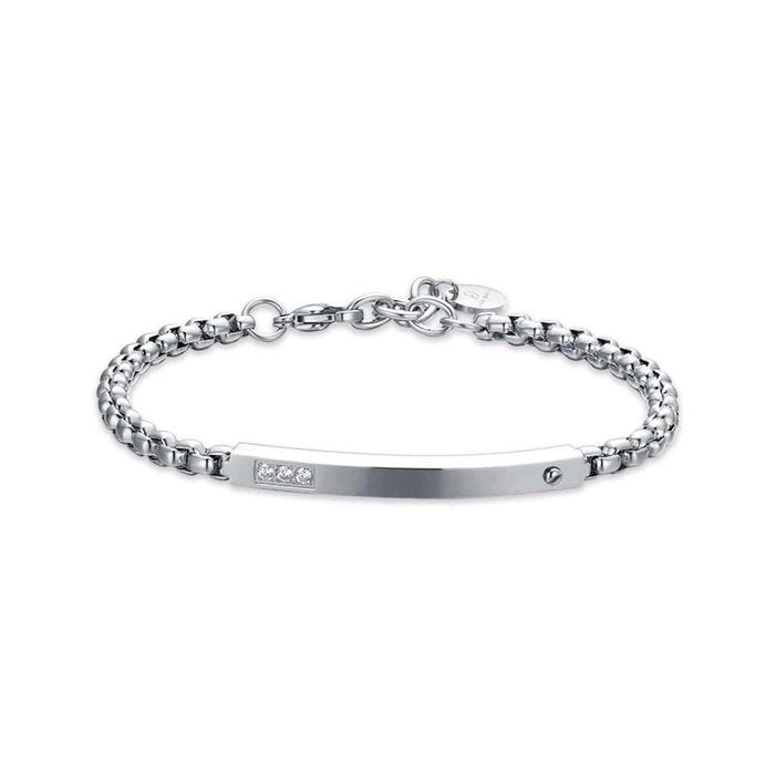Bracciale in acciaio con cristalli bianchi