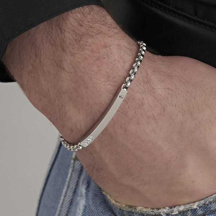 Bracciale in acciaio con cristalli bianchi