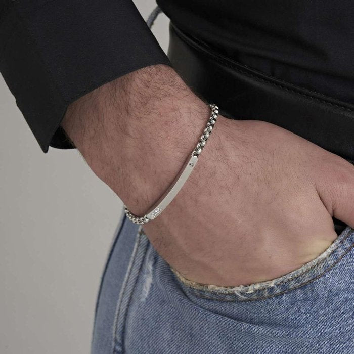 Bracciale in acciaio con cristalli bianchi