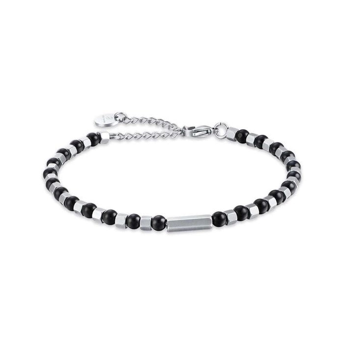 Bracciale in acciaio con pietre nere