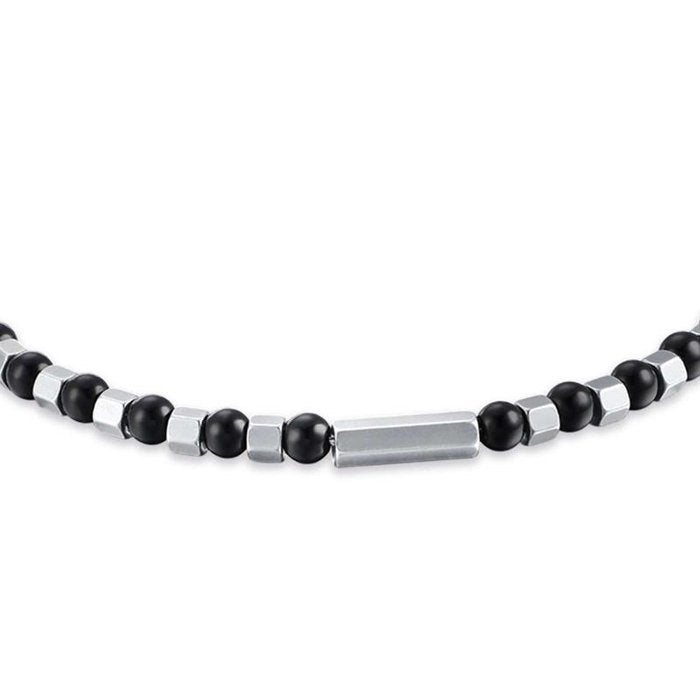 Bracciale in acciaio con pietre nere