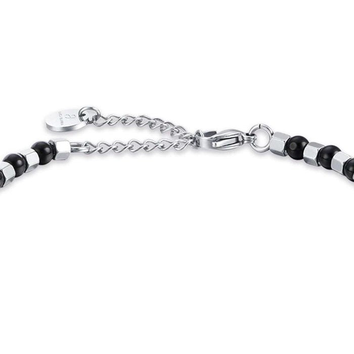 Bracciale in acciaio con pietre nere
