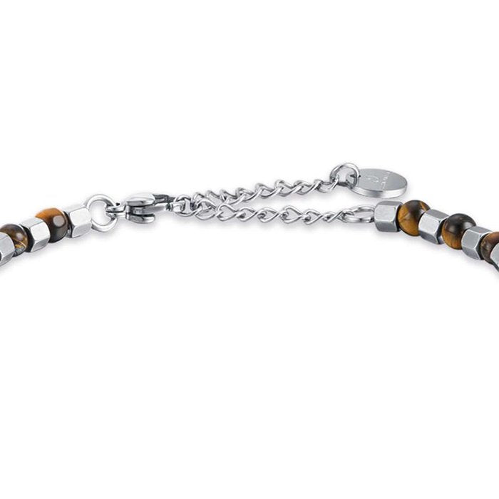 Bracciale in acciaio con pietre occhio di tigre