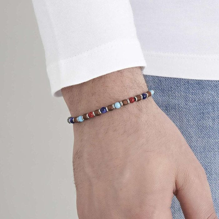 Bracciale in acciaio con pietre multicolor