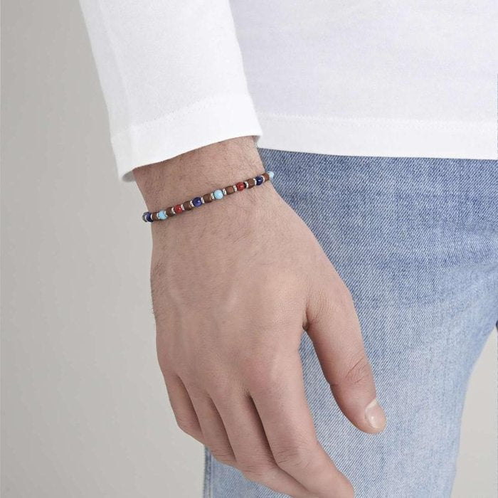Bracciale in acciaio con pietre multicolor