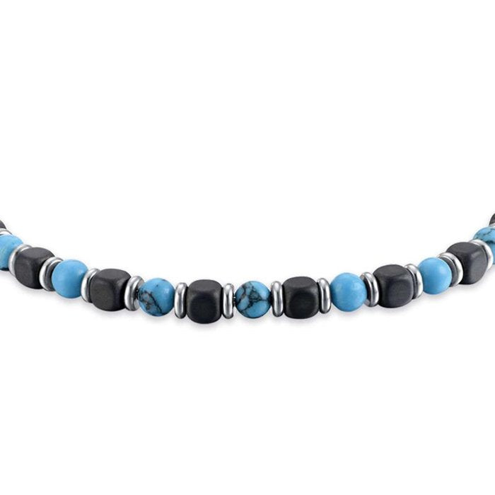 Bracciale in acciaio con pietre turchesi e nere