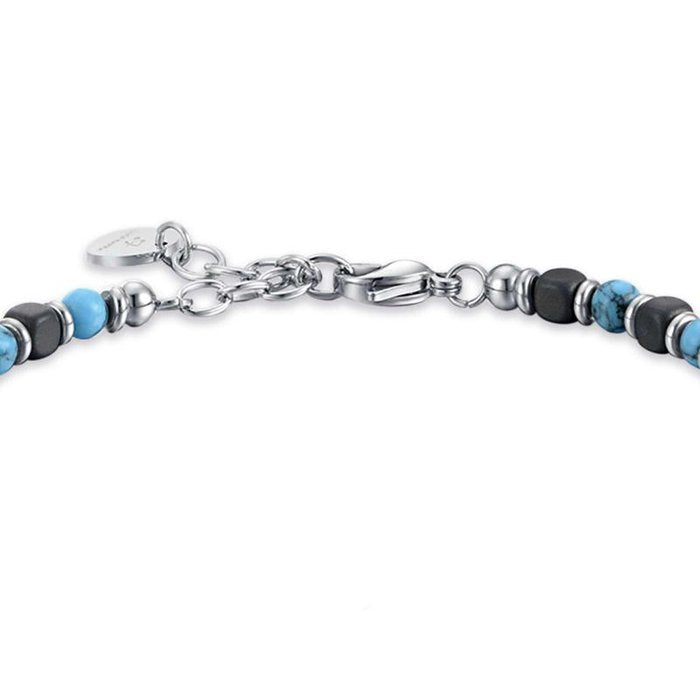 Bracciale in acciaio con pietre turchesi e nere