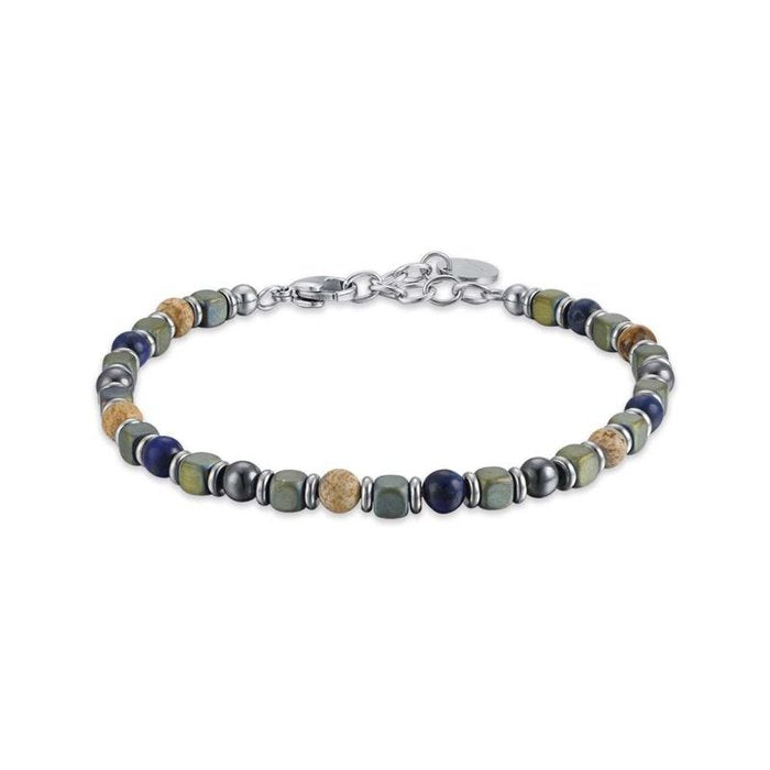 Bracciale in acciaio con pietre multicolor