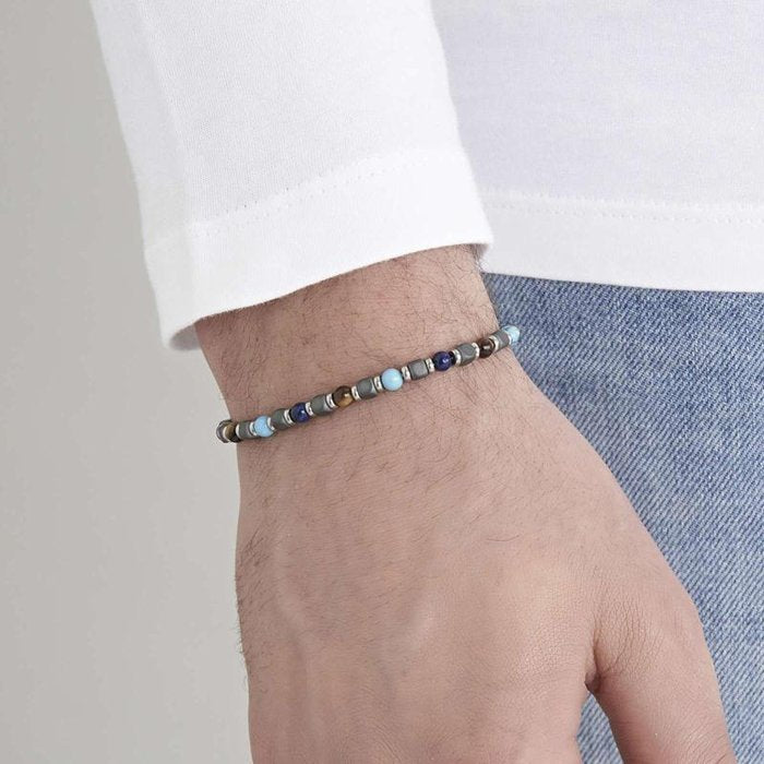 Bracciale in acciaio con pietre multicolor