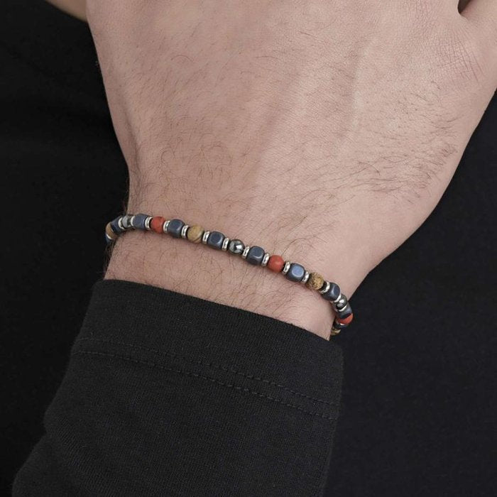 Bracciale in acciaio con pietre multicolor