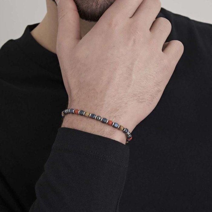 Bracciale in acciaio con pietre multicolor