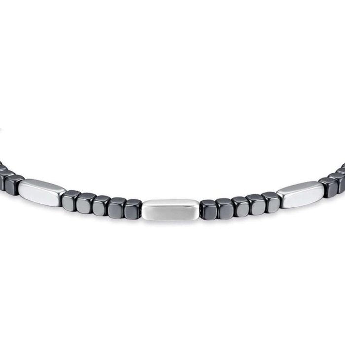 Bracciale in acciaio con ematite grigia e silver