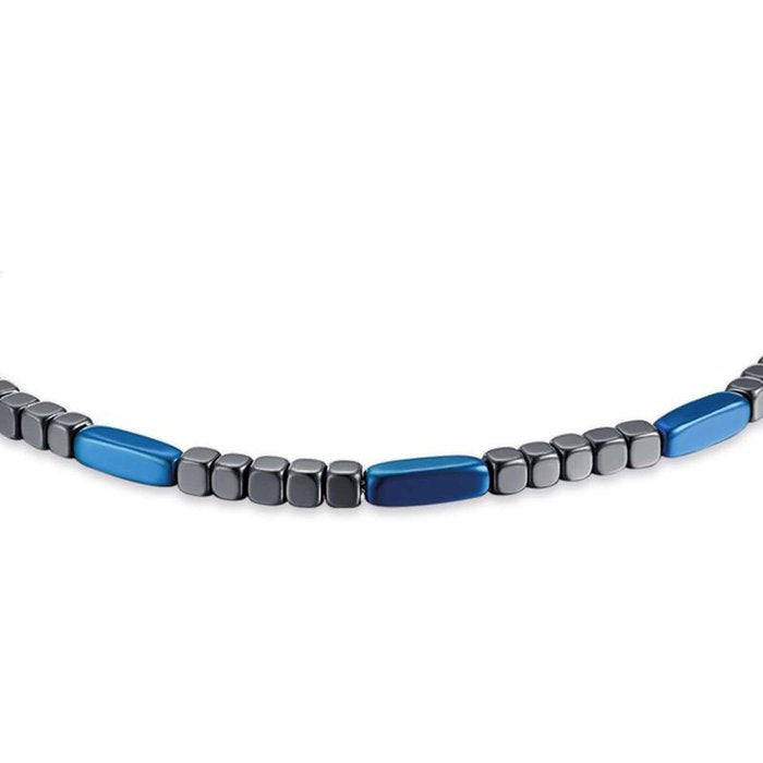 Bracciale in acciaio con ematite grigia e blu