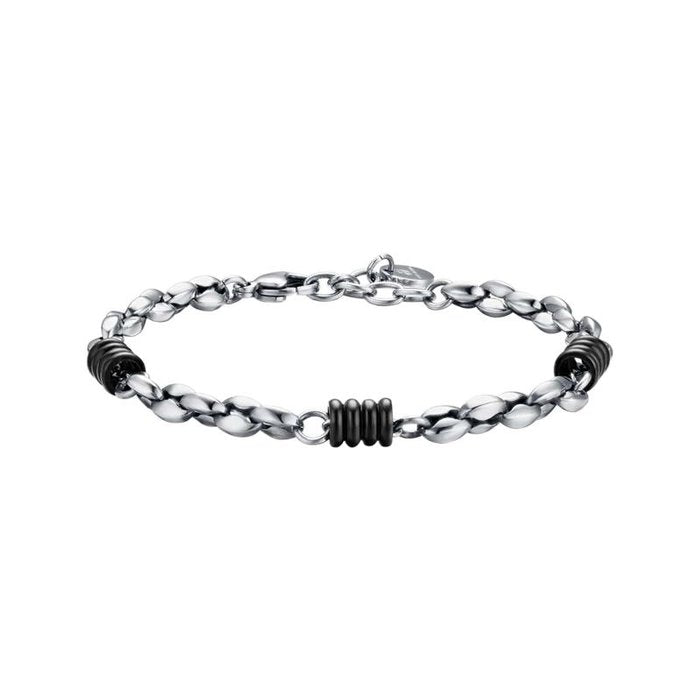 Bracciale in acciaio con elementi ip nero