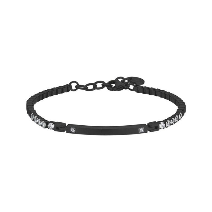 Bracciale in acciaio ip nero con cristalli bianchi