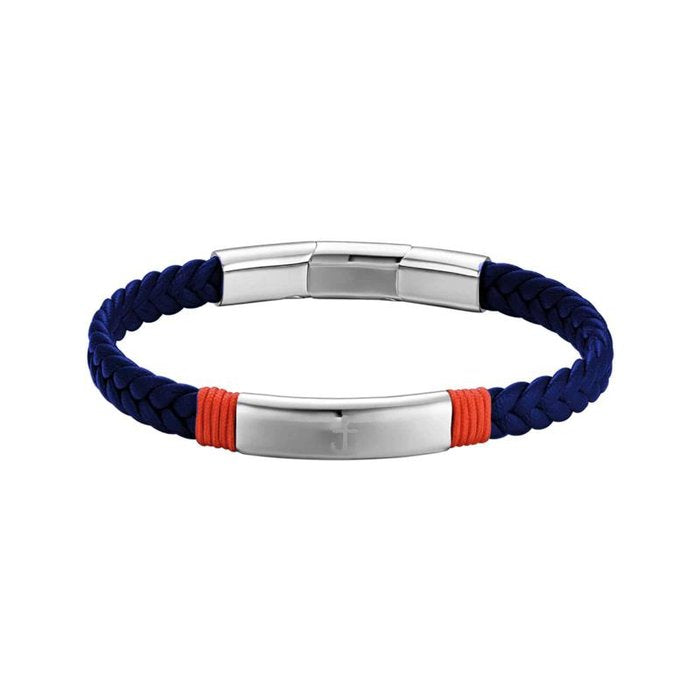 Bracciale in similpelle blu e corda rossa con ancora