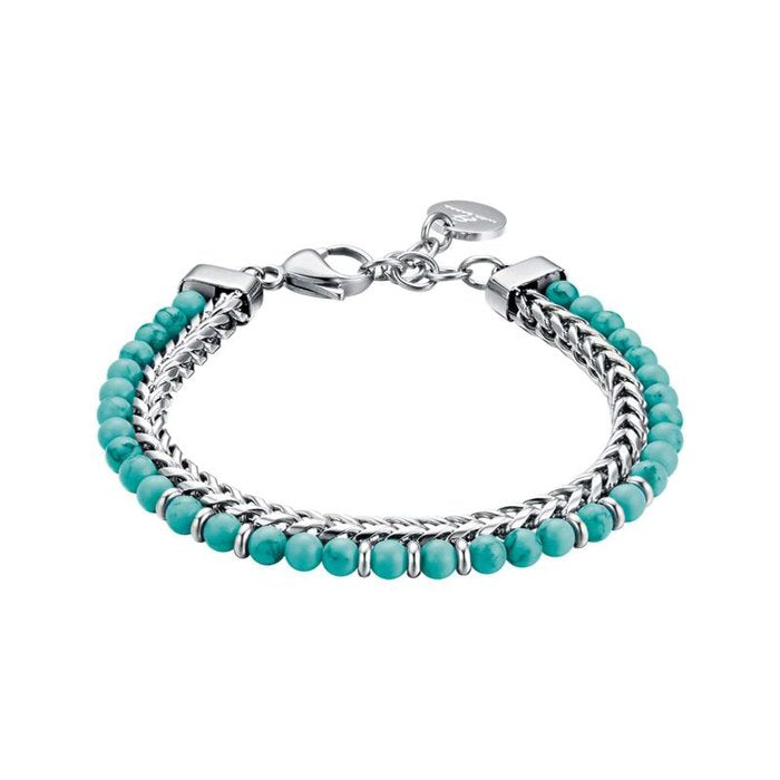 Bracciale in acciaio con pietre azzurre